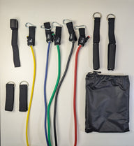 Resistance band set with handles - 10lb, 20lb, 30lb, 40lb and 50lb resistance
