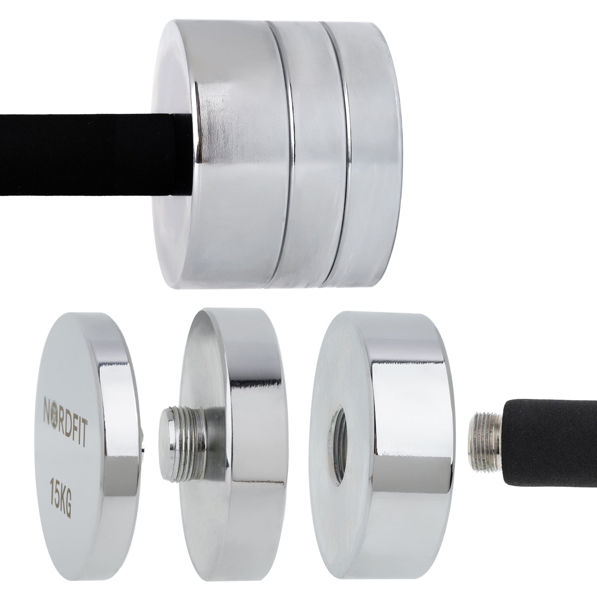 Adjustable Steel Dumbbells - Compact and Versatile Home Fitness Equipment - 5kg, 10kg and 15kg Versions by NORDFIT