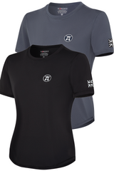 NORDFIT Women's Short Sleeve Sports T-Shirts – Twin Pack (Black & Grey) 2-Pack set