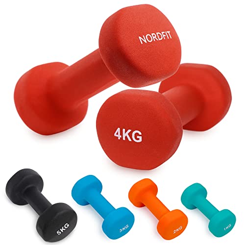Neoprene Coated Cast Iron Dumbbells Sizes 1-5kg, sold as pairs