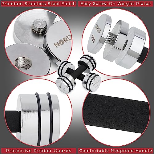 Adjustable Steel Dumbbells - Compact and Versatile Home Fitness Equipment - 5kg, 10kg and 15kg Versions by NORDFIT